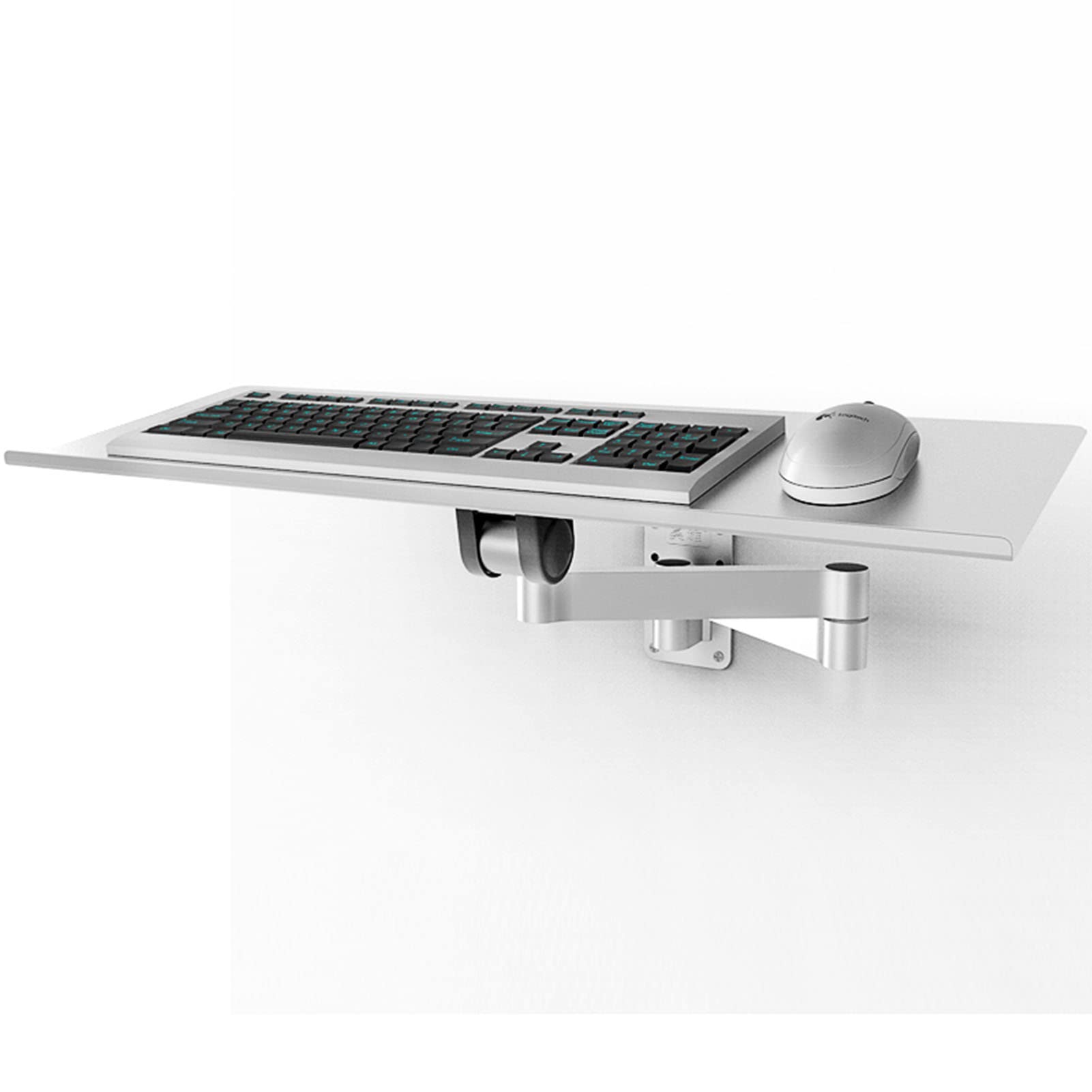 Verstellbare wandmontierte Tastaturablage, zweiarmiges industrielles Regal für effiziente Maus- und Tastatureinrichtung, flexible Plattform für Heimbüro und Gaming-Arbeitsplätze