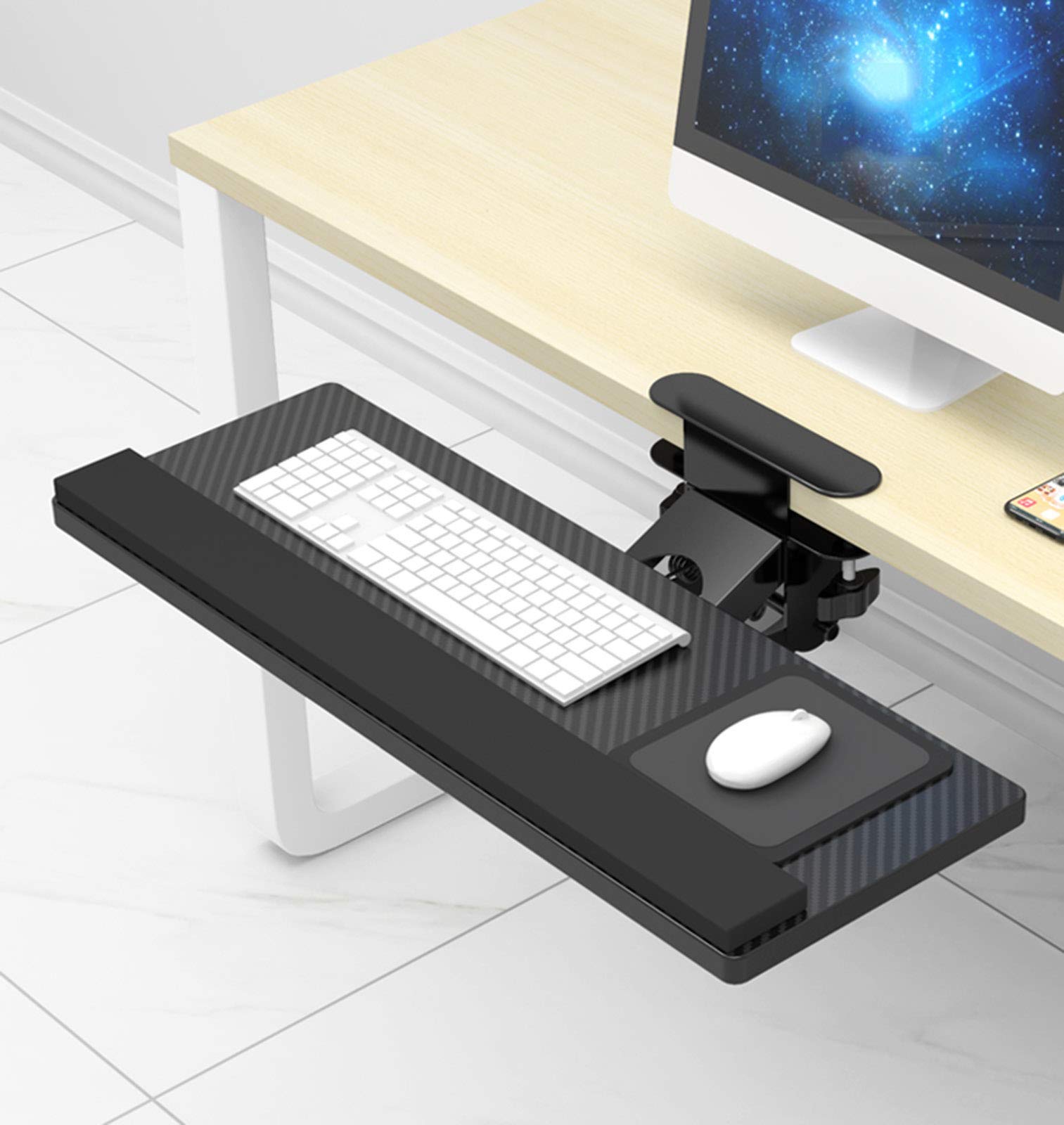 Verstellbare Tastaturablage für den Schreibtisch – Untertischhalterung für Tastatur und Maus, platzsparendes Trocknerdesign, perfekt für Home Office und Gaming Setup
