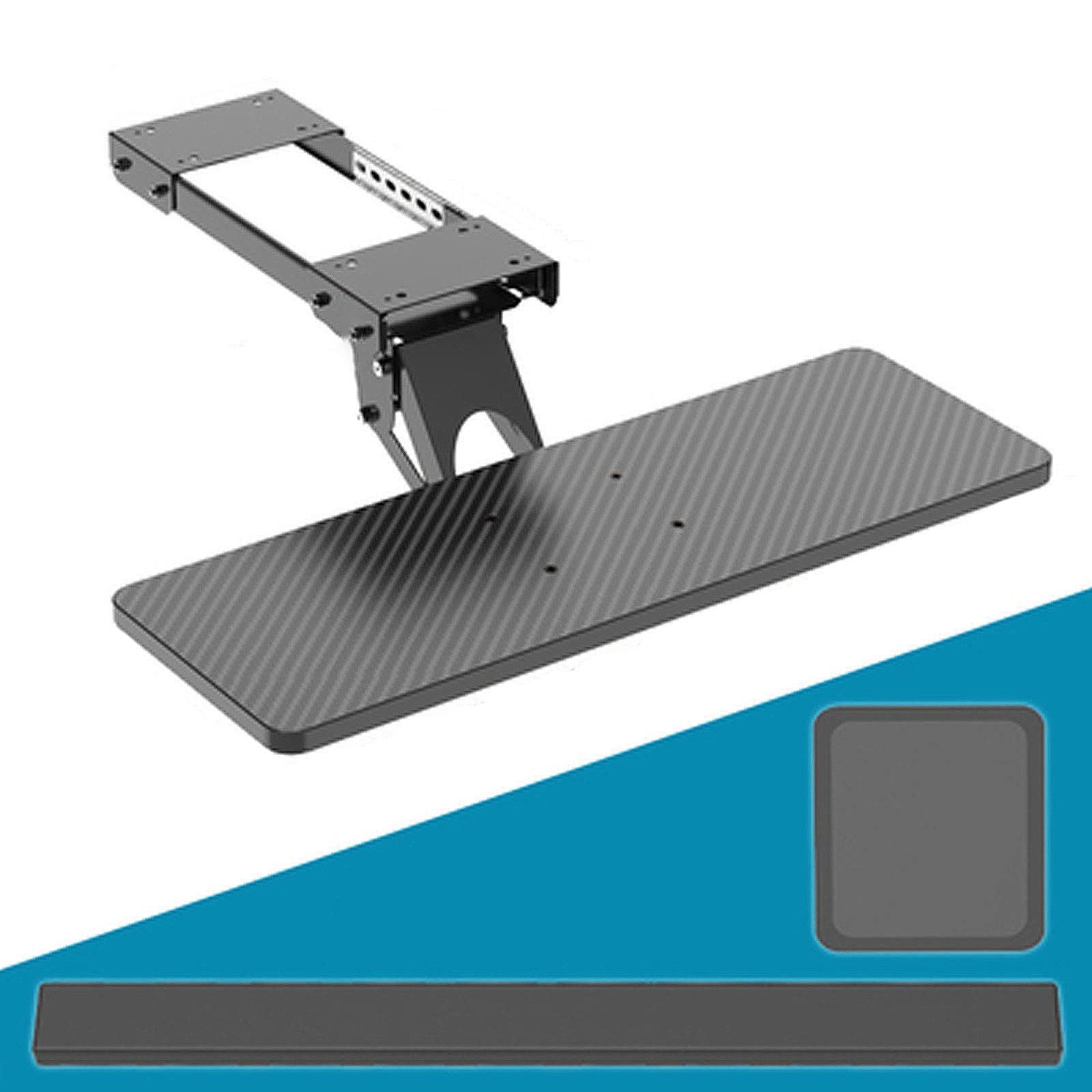 Tastaturablage unter dem Schreibtisch mit 360° Drehung, höhenverstellbar, und Maus-Handgelenkpolster, 73,7 cm, Schwarz, ideal für Home Office und Gaming Setup