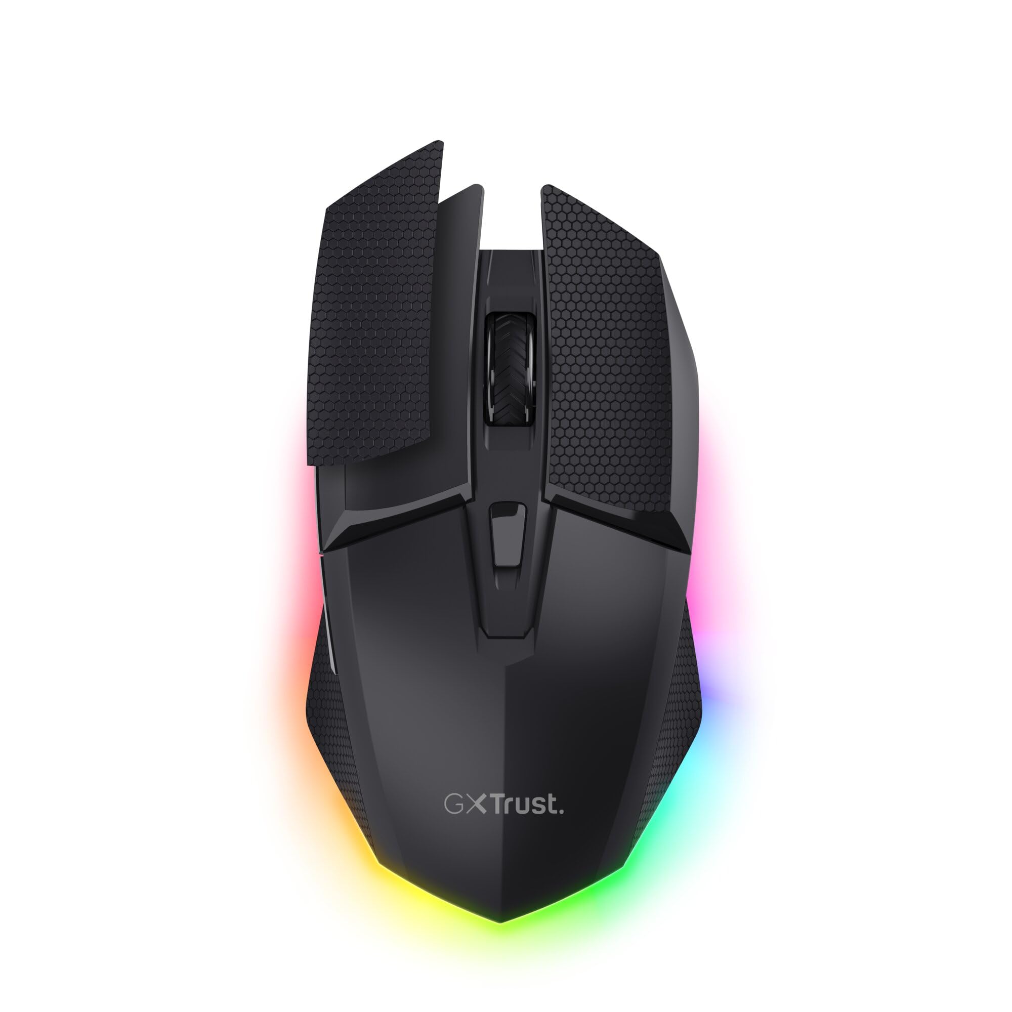 GXTrust 122 Felox+ Kabellose Gaming Maus Bluetooth + 2.4GHz mit Grip Pads, 12K DPI, 40 Stunden Akkulaufzeit, Wiederaufladbare Funkmaus, LED Beleuchtung, 6 Tasten, USB-A Empfänger, Schwarz