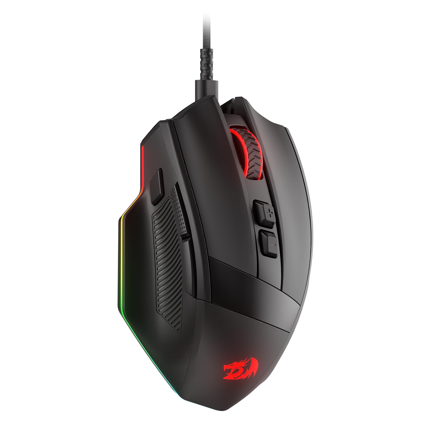 Redragon M923 Kabelgebundene RGB Gaming Maus, Optische Ergonomische Maus mit Max. 24.000 DPI, Hochpräziser Sensor SG8960, 8 Makrotasten, Softwareunterstützt