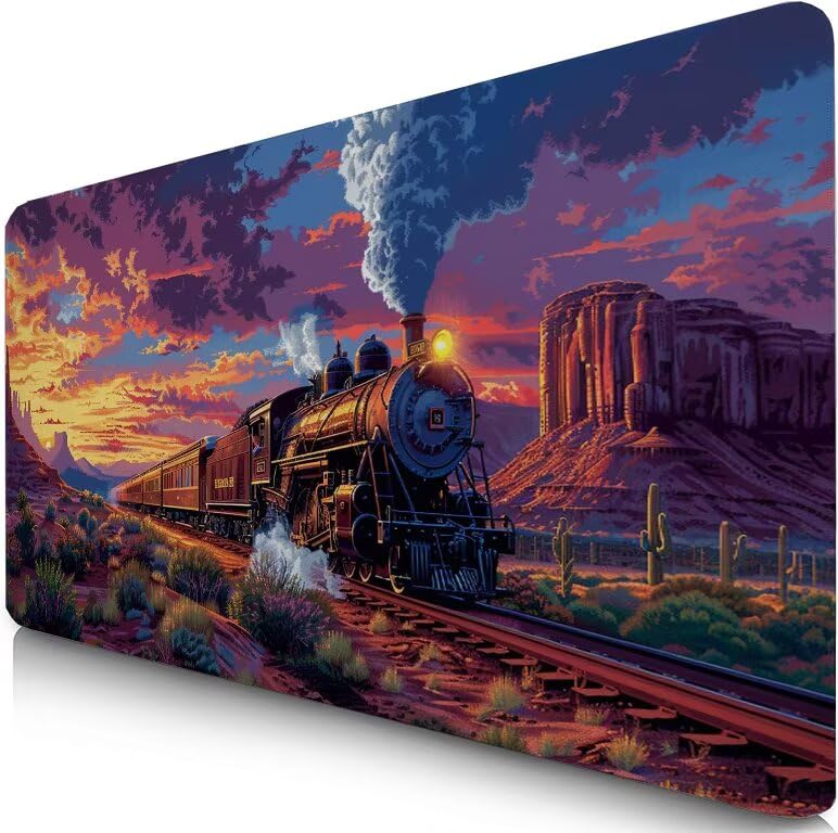 Schreibtischunterlage Landschaft Mauspad XXL 150x80cm Mousepad Zug Gaming Mauspad mit Nicht rutschender Unterlage, Vernähte Kanten WassXerdicht Anti-Rutsch Maus Pad für PC, Office Geschenke F0-497