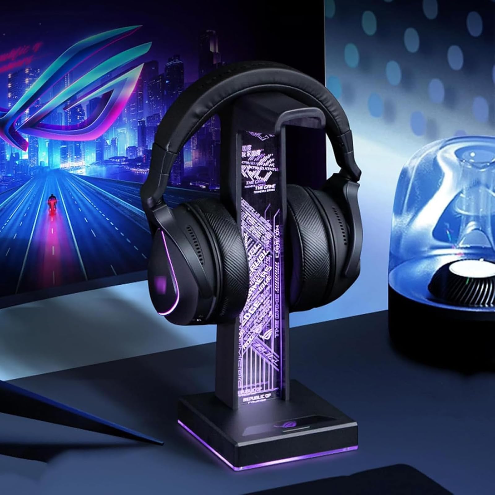 Gaming-Kopfhörerständer Aus Acryl, RGB-Headset-Ständer Mit USB-/3,5-mm-Audioanschluss, 10 Lichtmodi, Gaming-Zubehör Für Alle Kopfhörer