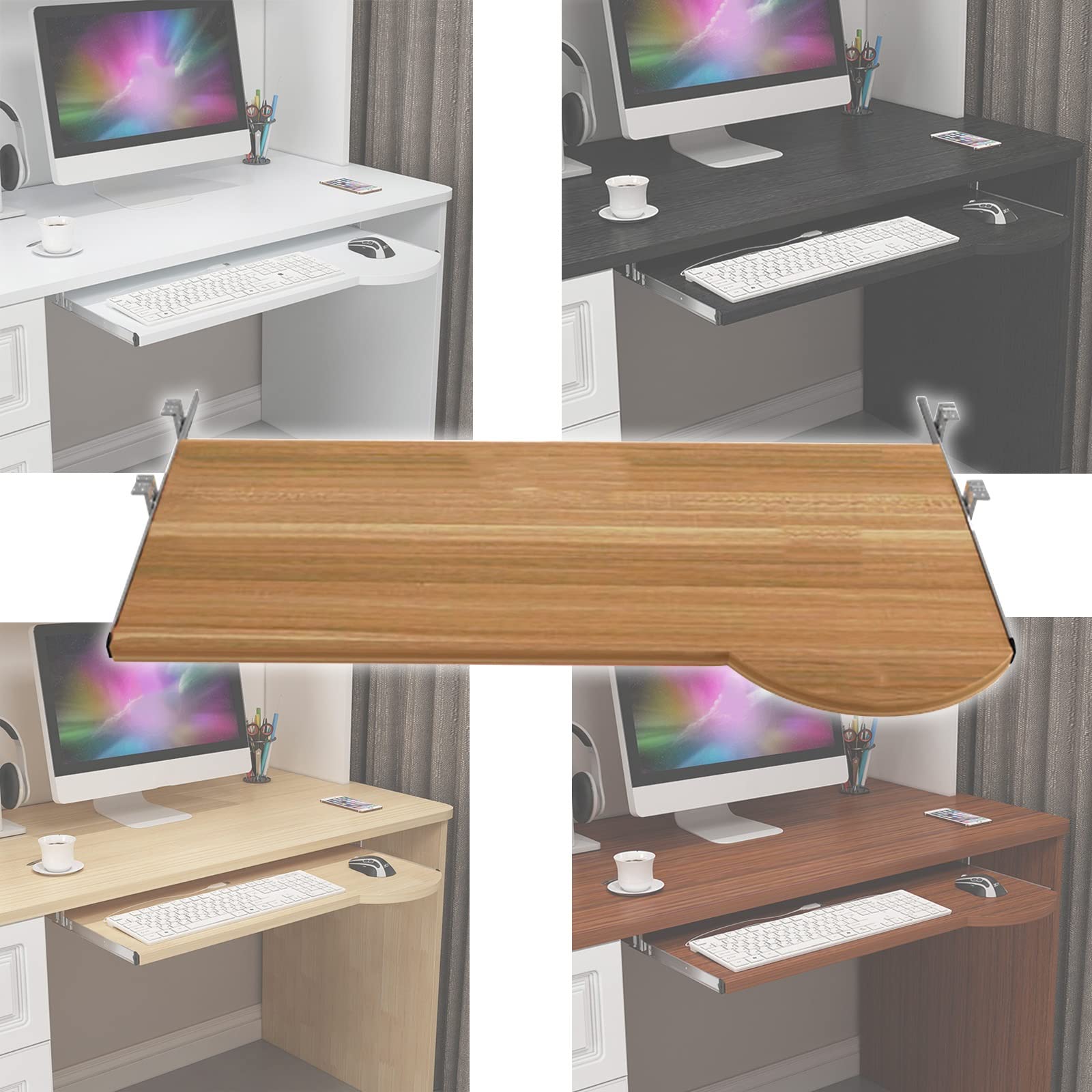 Verstellbare Tastaturablage mit 36 cm Gleitschiene, Schublade für Tastatur und Maus, platzsparende Lösung für Heimbüro und Gaming-Setup