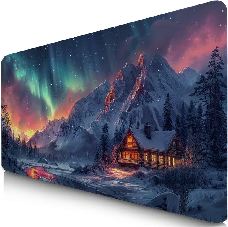 Schreibtischunterlage Aurora Mauspad XXL 150x80cm Mousepad Landschaft Gaming Mauspad mit Nicht rutschender Unterlage, Vernähte Kanten WassXerdicht Anti-Rutsch Maus Pad für PC, MacBook, Laptop F0-572