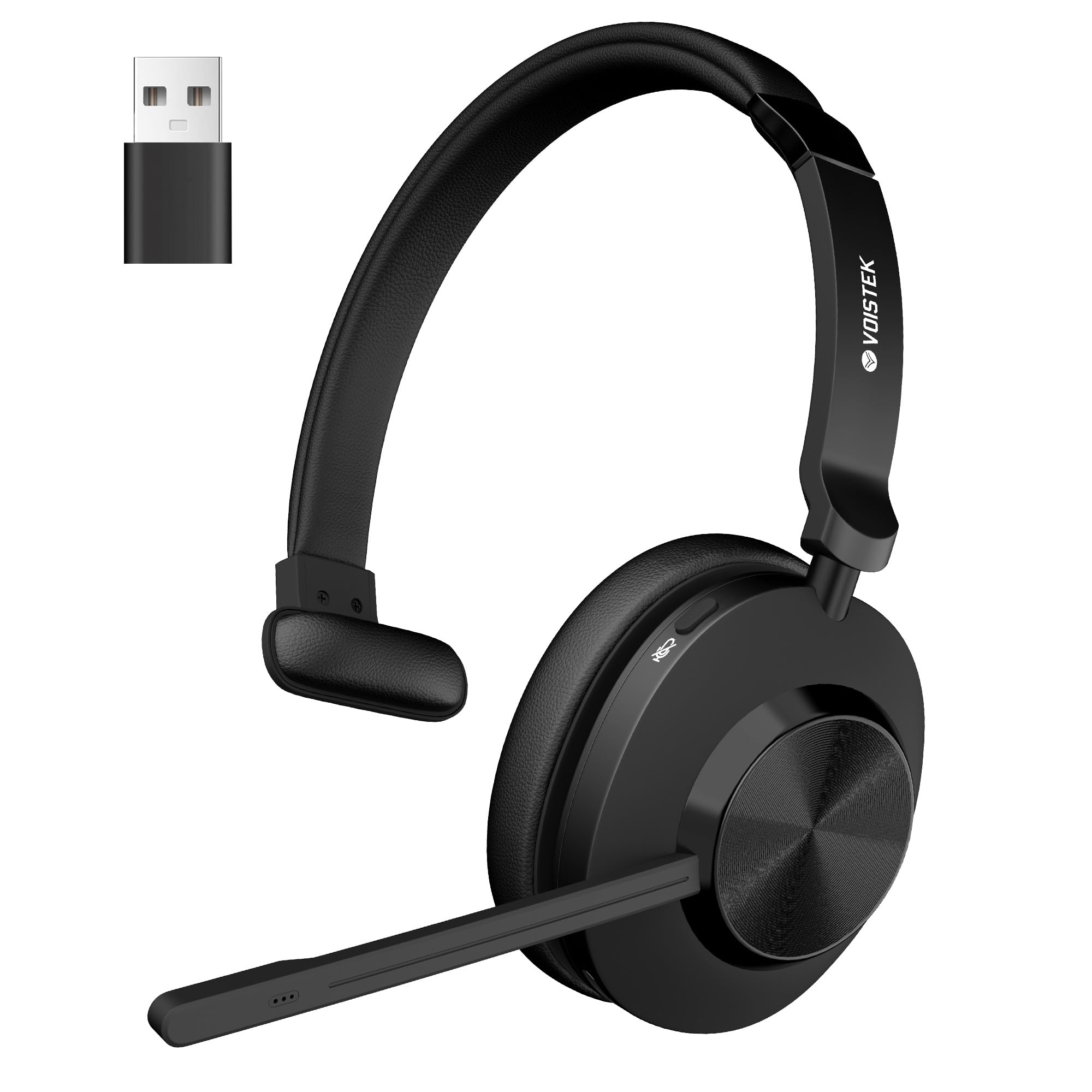 Voistek On-Ear Wireless Headset mit Bluetooth & USB-Dongle – 50 Std. Akkulaufzeit, Geräuschunterdrückendes Mikrofon für klares Telefonieren – Ideal für Home Office, Büro & Callcenter