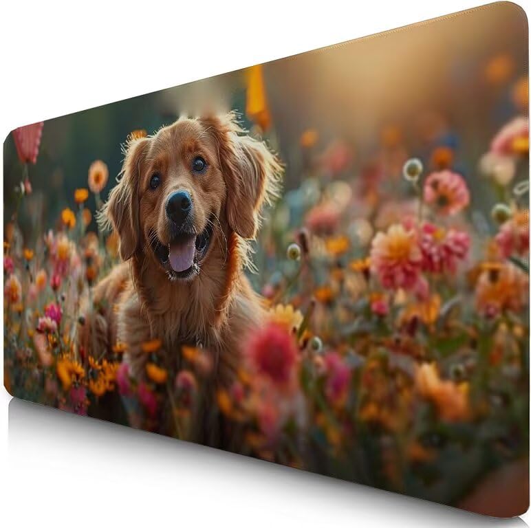 Schreibtischunterlage Niedlich Mauspad XXL 150x80cm Mousepad Hund Gaming Mauspad mit Nicht rutschender Unterlage, Vernähte Kanten WassXerdicht Anti-Rutsch Maus Pad für PC, Office Geschenke F0-578