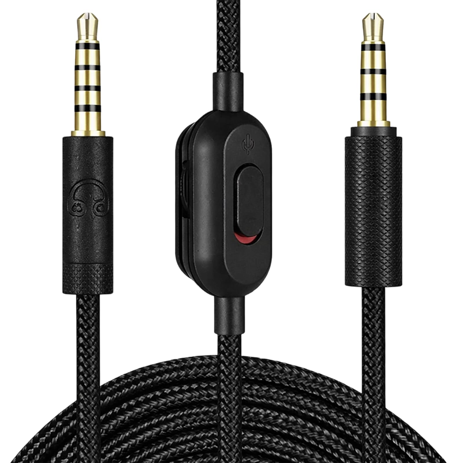 Headset Kabel Ersatz 2m für Gaming Headsets, Gewebtes Audiokabel mit Lautstärkeregler - Kompatibel mit G Pro X & G433/233