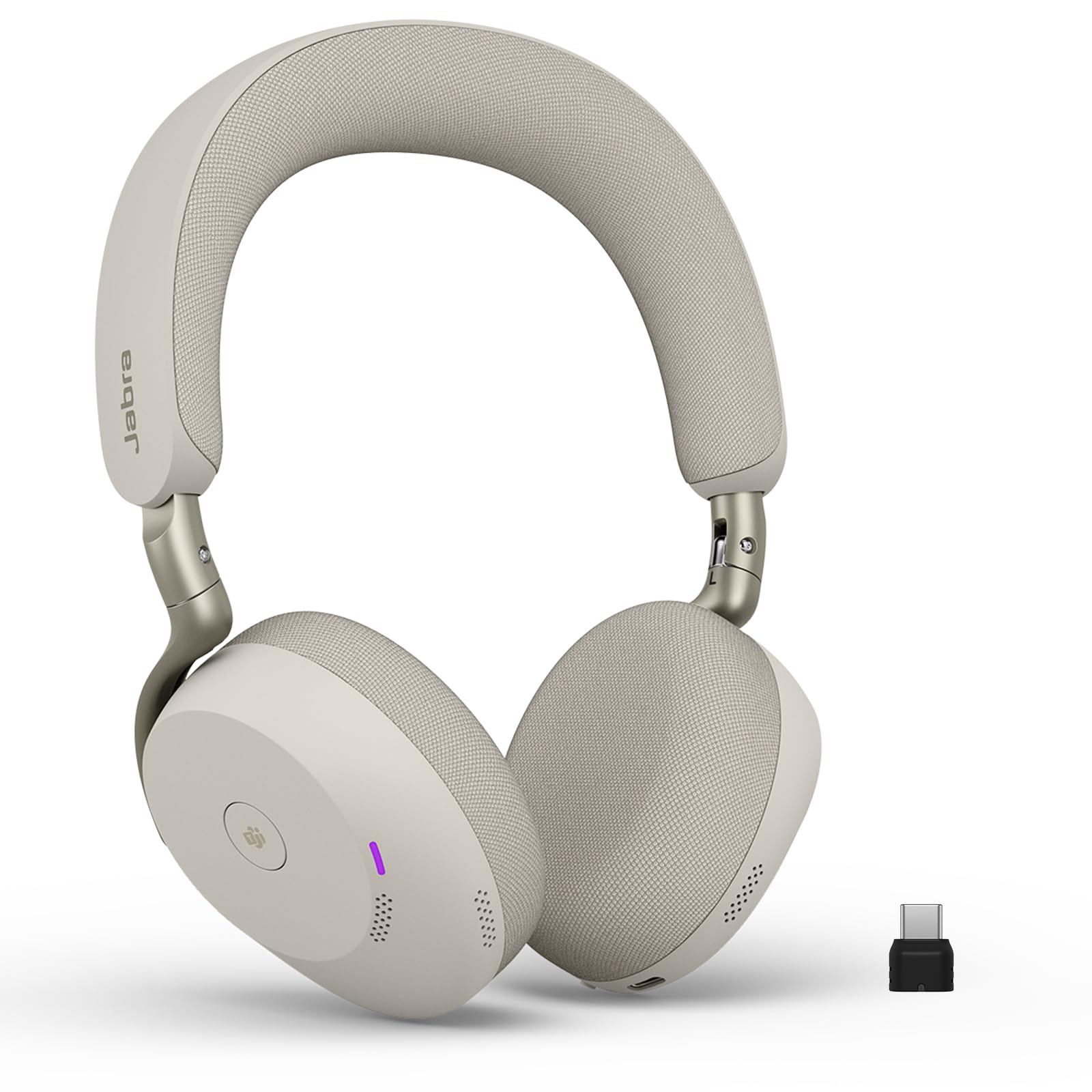 Jabra Evolve3 75 On-Ear Bluetooth Headset kabellos mit Mikrofon für Büro, USB-C, KI-Sprachanruf, Erweiterte Aktive Geräuschunterdrückung, 22h Akku, MS Teams Zertifiziert, Warmgrau
