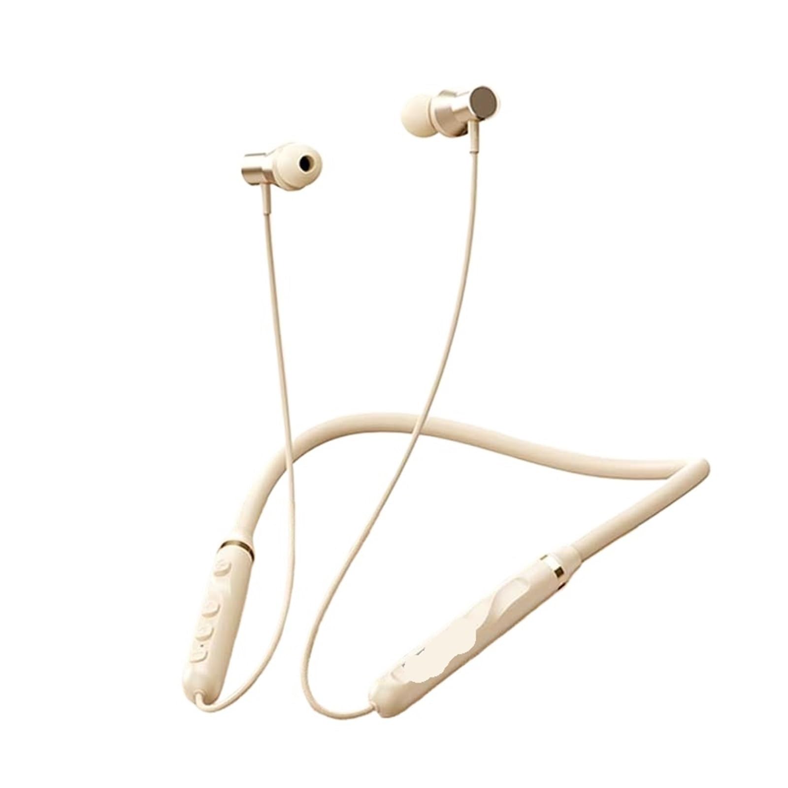 Generisch Kompatibel for Lenovo Y111 Bluetooth 6.0 Kopfhörer mit Nackenbügel, magnetische Ohrhörer, Stereo, Laufsport, Gaming, kabelloses Headset(Beige)