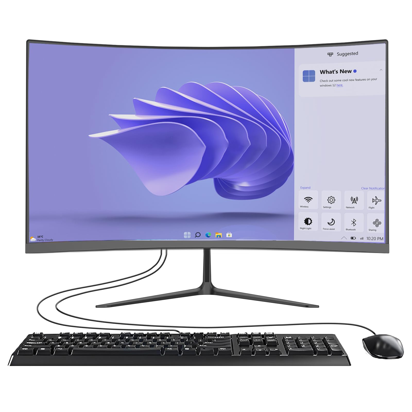 All-in-One Desktop Computer, 23 Zoll FHD Display PC AMD Ryzen5-3500U Quad Core Chipsatz, 8GB RAM 512GB SSD, WiFi, USB3.0 Eingebauter Lautsprecher Tastatur Maus für Gaming Office Study Schwarz