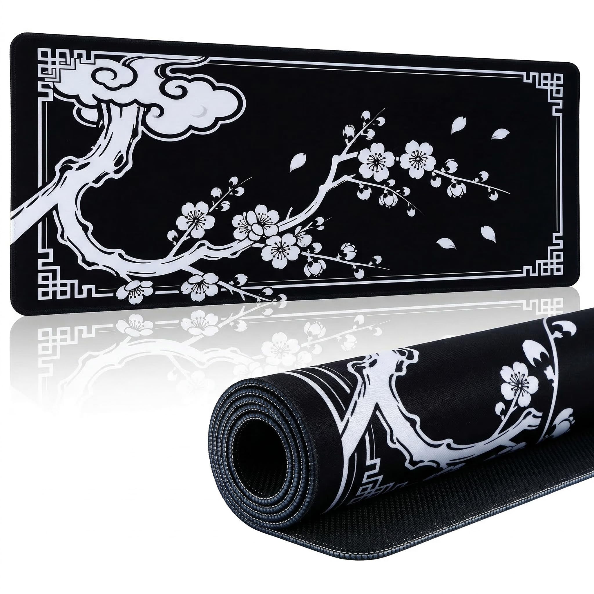 Mauspad XL Gaming, 800 x 300 mm Mousepad groß, Schreibtischunterlage Desk Mat, Verbessert Präzision und Geschwindigkeit, rutschfest, vernähte Kanten, für PC, Laptop, Tastatur, Maus