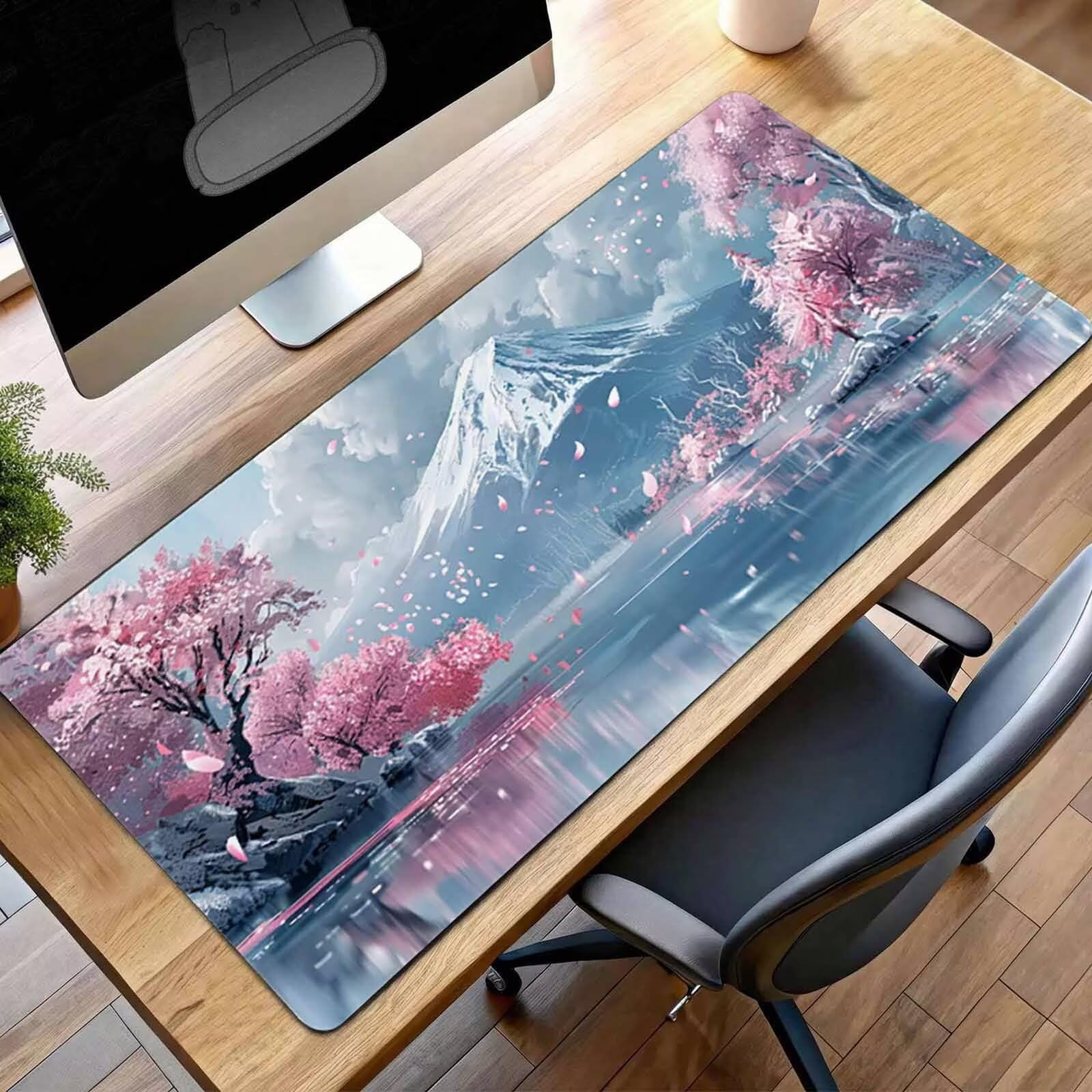 Mauspad XXL 1400x600x3 mm Gaming Mousepad mit Vernähte Kanten - rutschfest Mouse Pad - für PC mit Glatter Oberfläche Mauspad, Mousepad Blumen Rosa, Maus Pad für alle Maustypen PjY10120 T-M