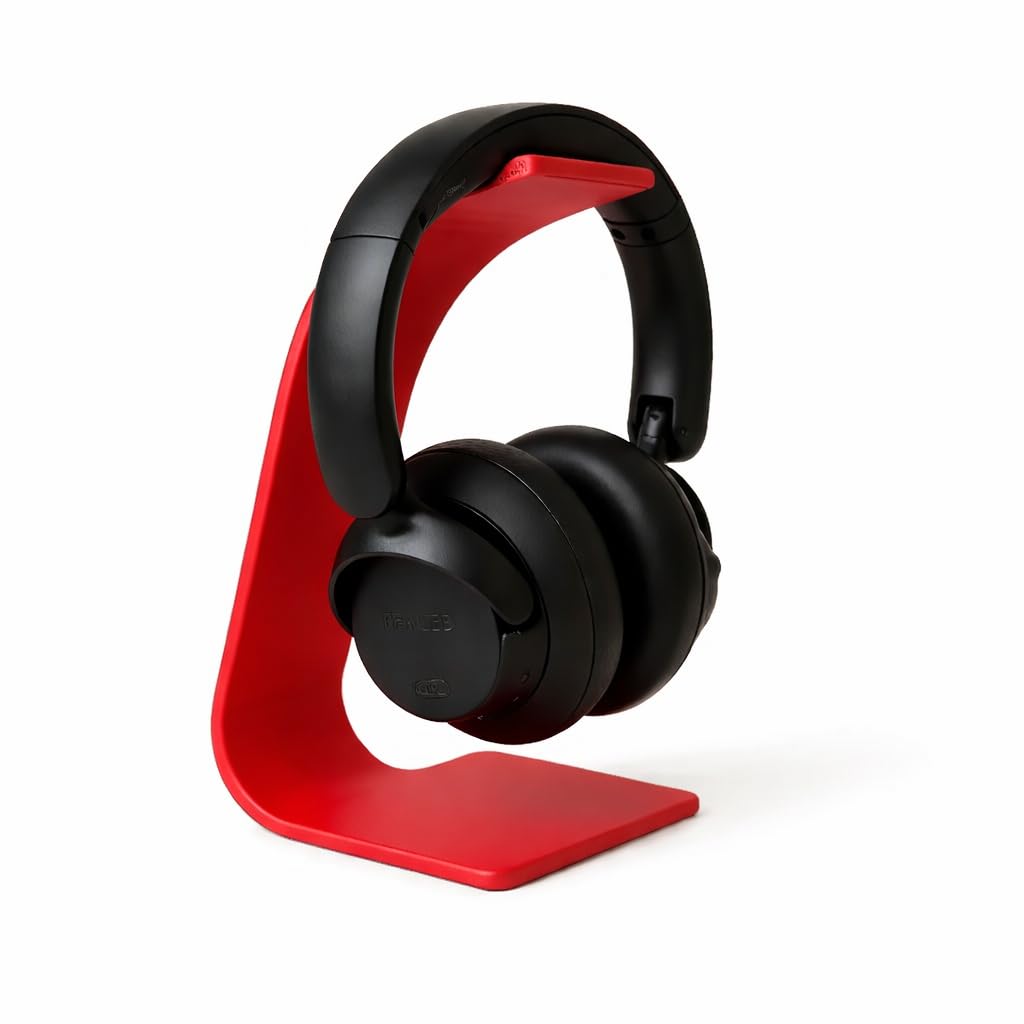 Aeron Kopfhörerständer – Elegante Headset Halterung mit Rutschfester Basis – Modernes minimalistisches Design für Schreibtisch, Gaming Setup & Büro – Universal passend (Rot)