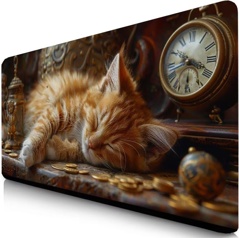 Schreibtischunterlage Orange Mauspad XXL 150x80cm Mousepad Tier Gaming Mauspad mit Nicht rutschender Unterlage, Vernähte Kanten WassXerdicht Anti-Rutsch Maus Pad für Laptop, Office Geschenke F0-653