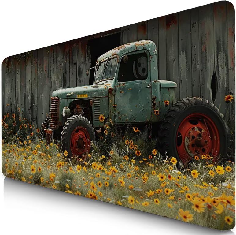 Schreibtischunterlage Bauernhof Mauspad XXL 150x80cm Mousepad Herrenhaus Gaming Mauspad mit Nicht rutschender Unterlage, Vernähte Kanten WassXerdicht Anti-Rutsch Maus Pad für MacBook, Office F0-632