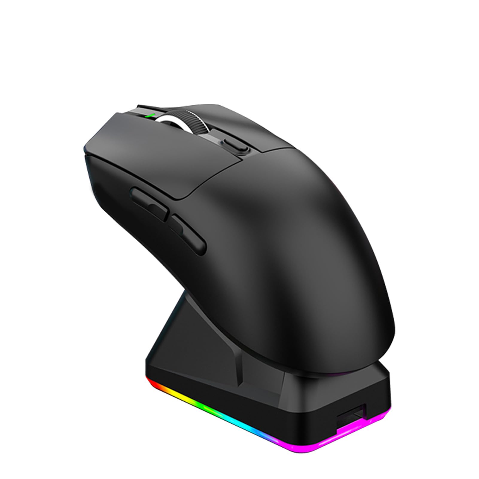 Jectse RGB-Funkmaus, 3 Modi, 2,4 G, USB C, Kabelgebunden, BT-Gaming-Maus mit Ladestation, Ergonomische, Leichte Maus für Computer-PC-Desktop (Black)
