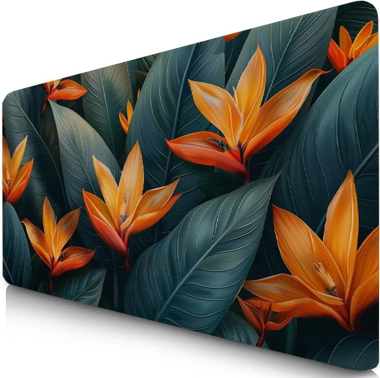 Schreibtischunterlage Blätter Mauspad XXL 150x80cm Mousepad Anlage Gaming Mauspad mit Nicht rutschender Unterlage, Vernähte Kanten WassXerdicht Anti-Rutsch Maus Pad für PC, Office Geschenke F0-692