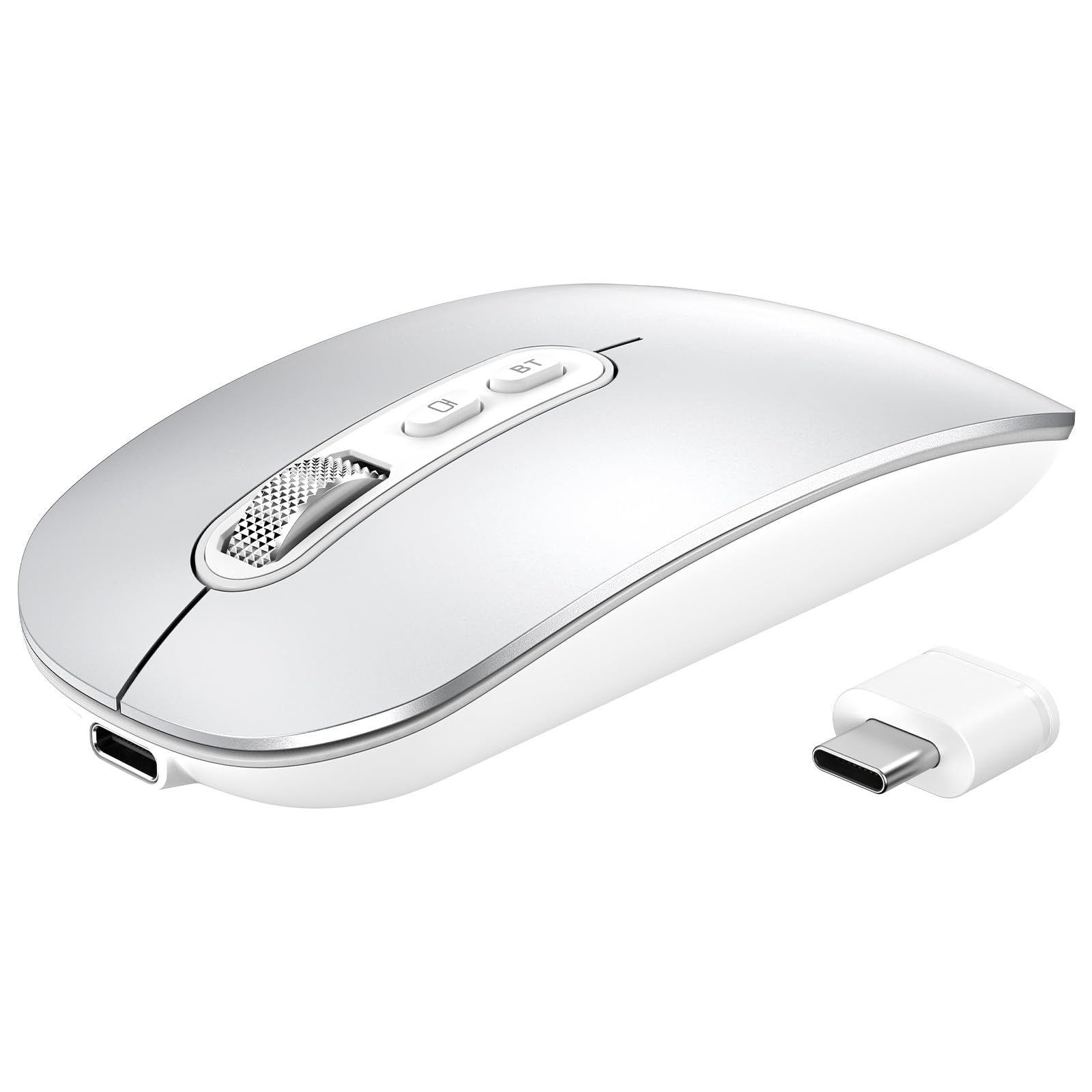PINKCAT Maus Kabellose USB C, Wiederaufladbare Dual-Modus Mouse(Bluetooth5.1+USB C), Leise Bluetooth Maus,Wireless Mouse, Ergonomische Leise Funkmaus Für MacBook Air/Pro iPad Mac Laptop PC Computer