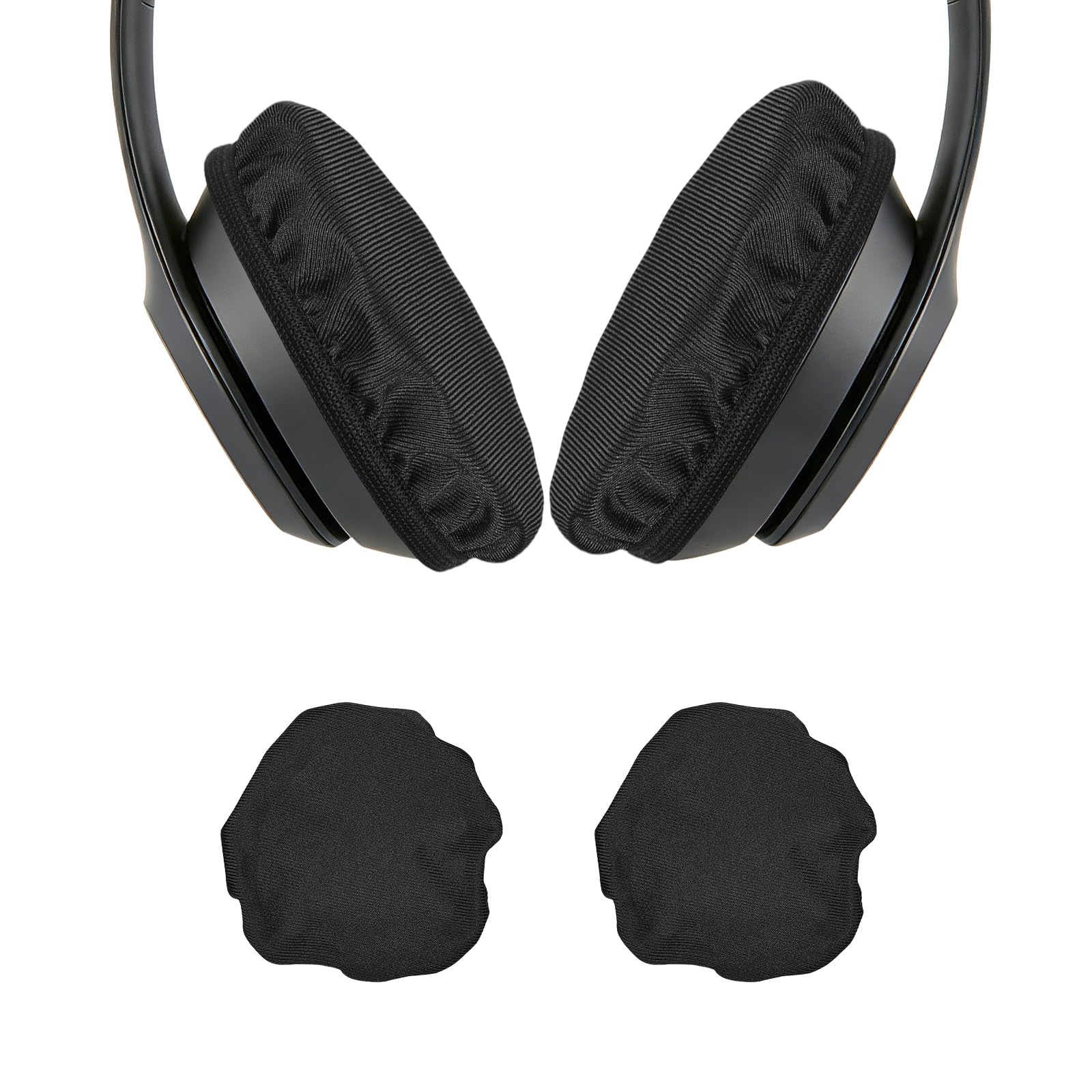 sourcing map 1 Paar Kopfhörer-Ohrpolster (6,1 cm - 8,4 cm) – Universeller Stoff, waschbar, dehnbar, Headset-Ohrpolster, Stoffbezug für Fitnessstudio/Gaming, passend für die meisten On-Ear-Kopfhörer