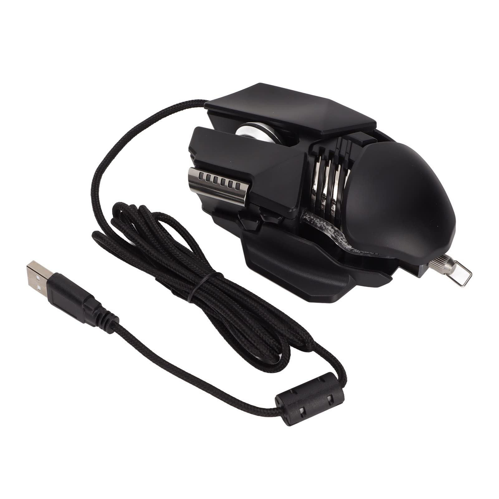 Mechanische Gaming-Maus, kabelgebundene USB-Maus mit 12.800 DPI, einziehbares ergonomisches Design, RGB-Wasserkühlung, 6D-Tasten für PC- und Laptop-Gamer