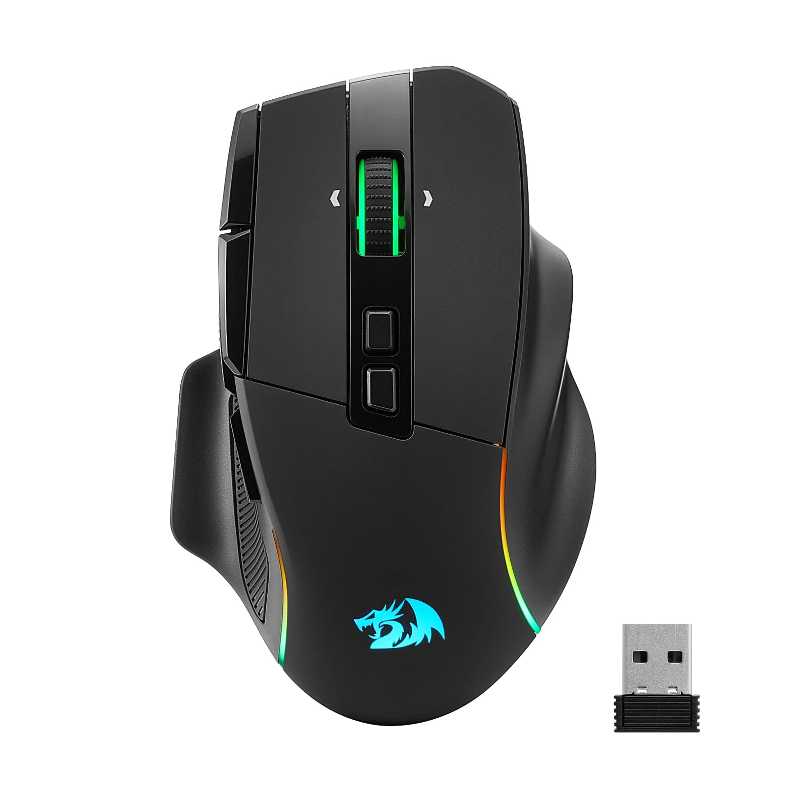 Redragon M925 PRO Kabellose Gaming-Maus, 26.000 DPI Optisch RGB Maus 10 programmierbaren Tasten, ultraschnelles Scrollrad, Software unterstützt individuelle Tastenbelegung & DPI-Einstellung, Schwarz