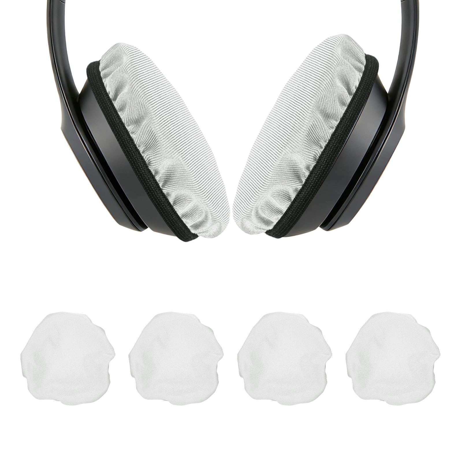 sourcing map 2 Paar Kopfhörer-Ohrpolster (6,1 cm - 8,4 cm) – Universeller Stoff, waschbar, dehnbar, Headset-Ohrpolster, Stoffbezug für Fitnessstudio/Gaming, passend für die meisten On-Ear-Kopfhörer
