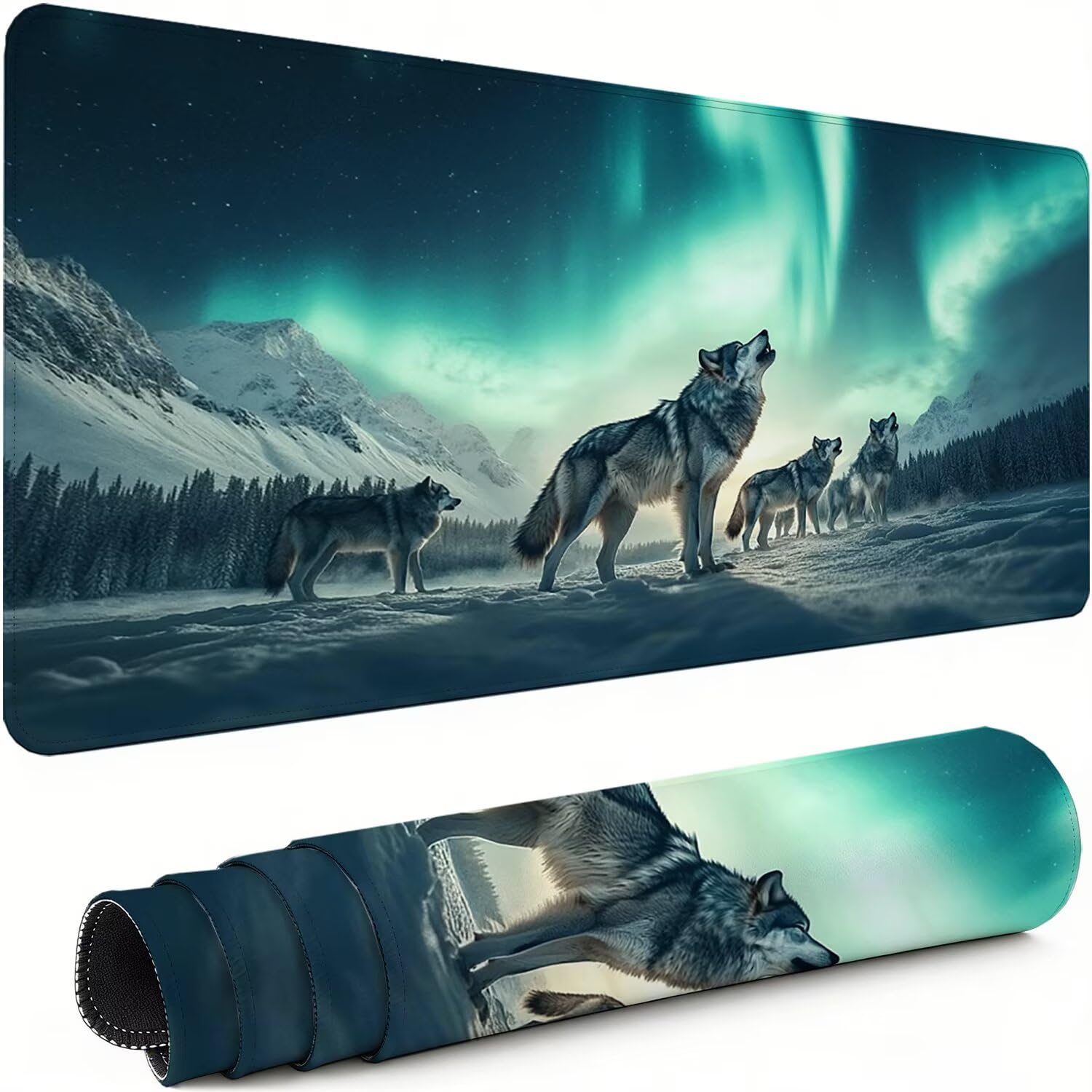 Gaming Mauspad XXL 1600x800x3mm Wolf Mousepad, Große Speed rutschfeste Schreibtischunterlage Tier Verbessert Präzision und Geschwindigkeit mit Stoßdämpfung für Tastatur und Maus Homeoffice xg-749