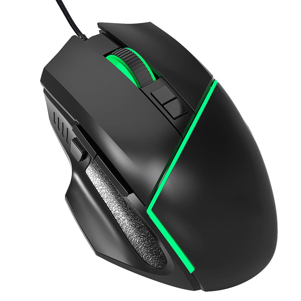Kabelgebende Gaming-Maus mit Einstellbarer Empfindlichkeit von 6400 DPI, ergonomischem Design und 8 programmierbaren Tasten für PC-Spieler, USB-Plug-and-Play-Computermaus mit RGB-B