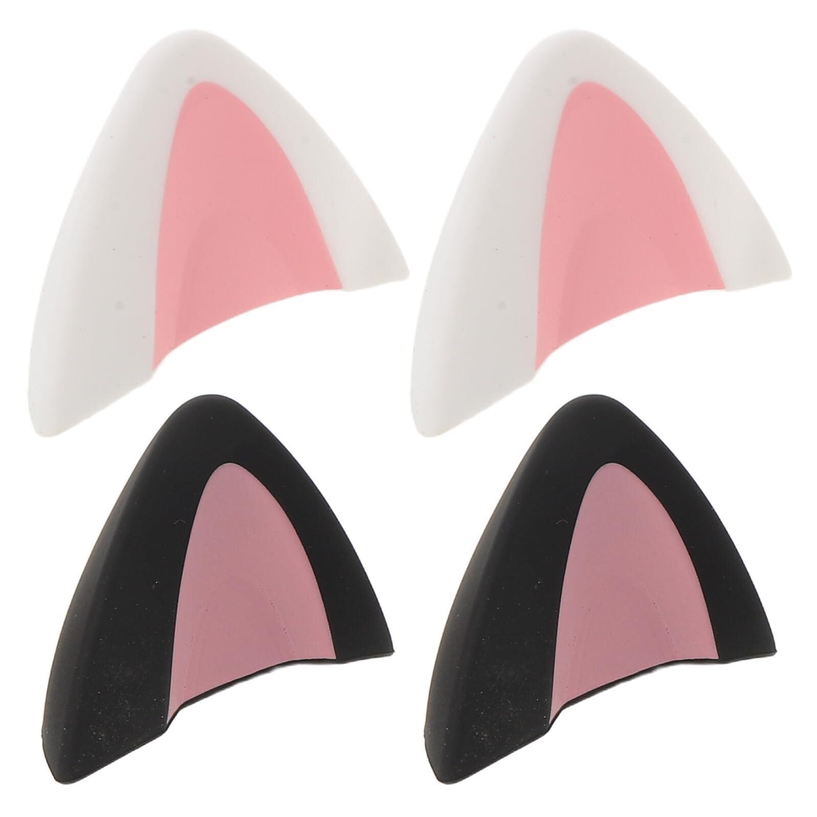 Cabilock 2 Paar Selbstklebende Silikon Katzenohren Aufsätze für On Ear Gaming Headsets Schwarz Rosa und Rosa Weiß Kopfhörer Zubehör für Mädchen und Gamer