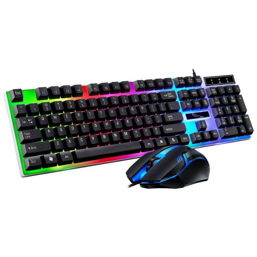 RGB LED 104 Tasten kabelgebundenes Gaming-Tastatur- und Maus-Kombi-Set, kompatibel mit Notebook, Laptop, Desktop-PC, Tablet(Black)