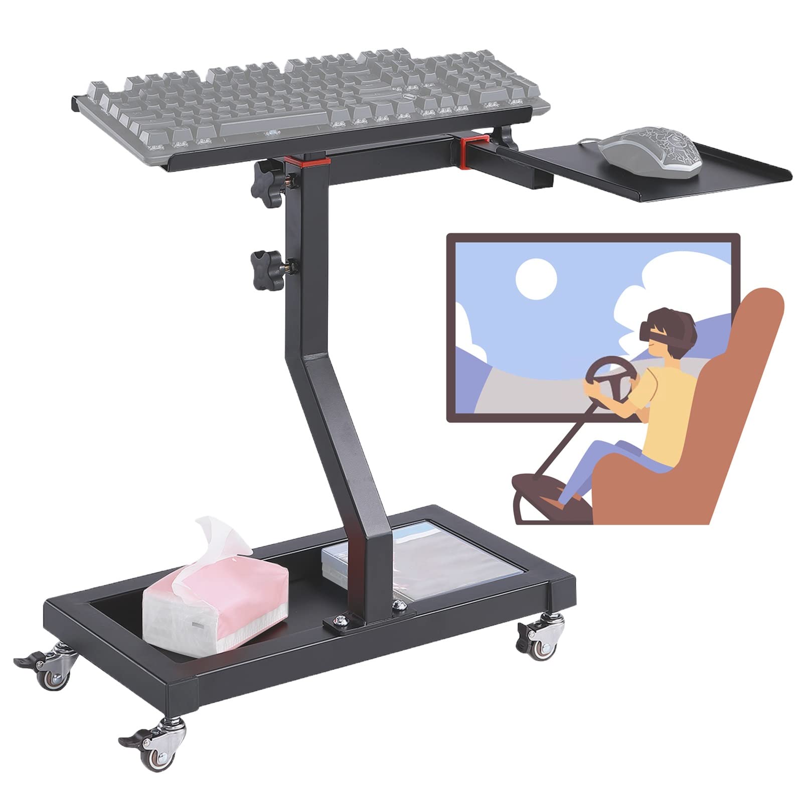 Verstellbares Stehpult-Tablett für Tastatur und Maus, tragbar und einfach zu montieren, ideal für Gaming und Büro