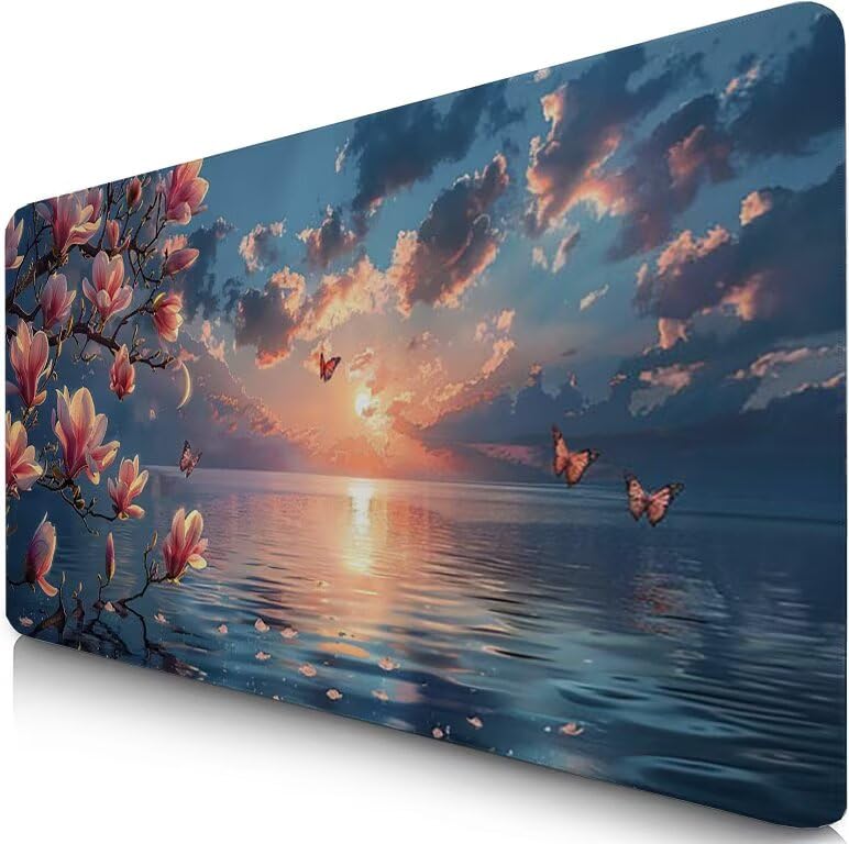 Schreibtischunterlage Blau Mauspad XXL 150x80cm Mousepad Meer Gaming Mauspad mit Nicht rutschender Unterlage, Vernähte Kanten WassXerdicht Anti-Rutsch Maus Pad für PC, MacBook, Laptop, Office F0-731