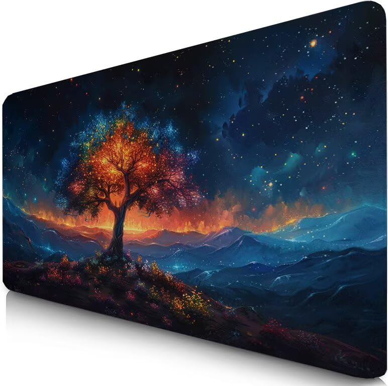 Schreibtischunterlage Blau Mauspad XXL 150x80cm Mousepad Anlage Gaming Mauspad mit Nicht rutschender Unterlage, Vernähte Kanten WassXerdicht Anti-Rutsch Maus Pad für Laptop, Office Geschenke F0-788