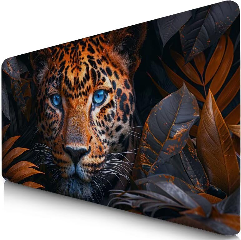Schreibtischunterlage Tiger Mauspad XXL 150x80cm Mousepad Niedlich Gaming Mauspad mit Nicht rutschender Unterlage, Vernähte Kanten WassXerdicht Anti-Rutsch Maus Pad für PC, Office Geschenke F0-713