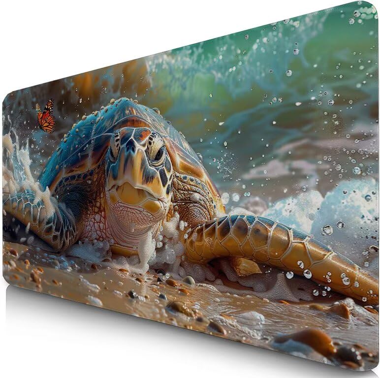 Schreibtischunterlage Meeresschildkröte Mauspad XXL 150x80cm Mousepad Niedlich Gaming Mauspad mit Nicht rutschender Unterlage, Vernähte Kanten WassXerdicht Anti-Rutsch Maus Pad für PC, Office F0-773