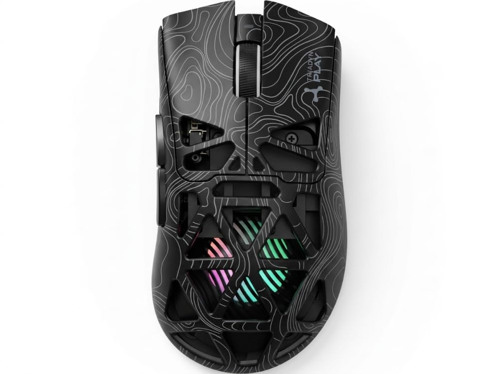 Triadyn Iapetus Wireless Gaming Maus – PixArt PAW3311DB Sensor, 12800 DPI, RGB LED, 7 Tasten, HUANO Switches, 2.4GHz/Bluetooth, Schwarz