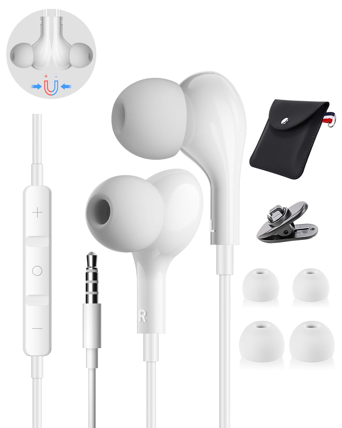 Kopfhörer mit Kabel 3,5mm Klinkenstecker In Ear Kopfhörer Kabel mit Mikrofon für Samsung High Definition Headset Kabelkopfhörer 3,5mm Klinke für Handy,iPhone,iPod,Laptop,PC,Auto AUX,TV,MP3,MP4,Gaming
