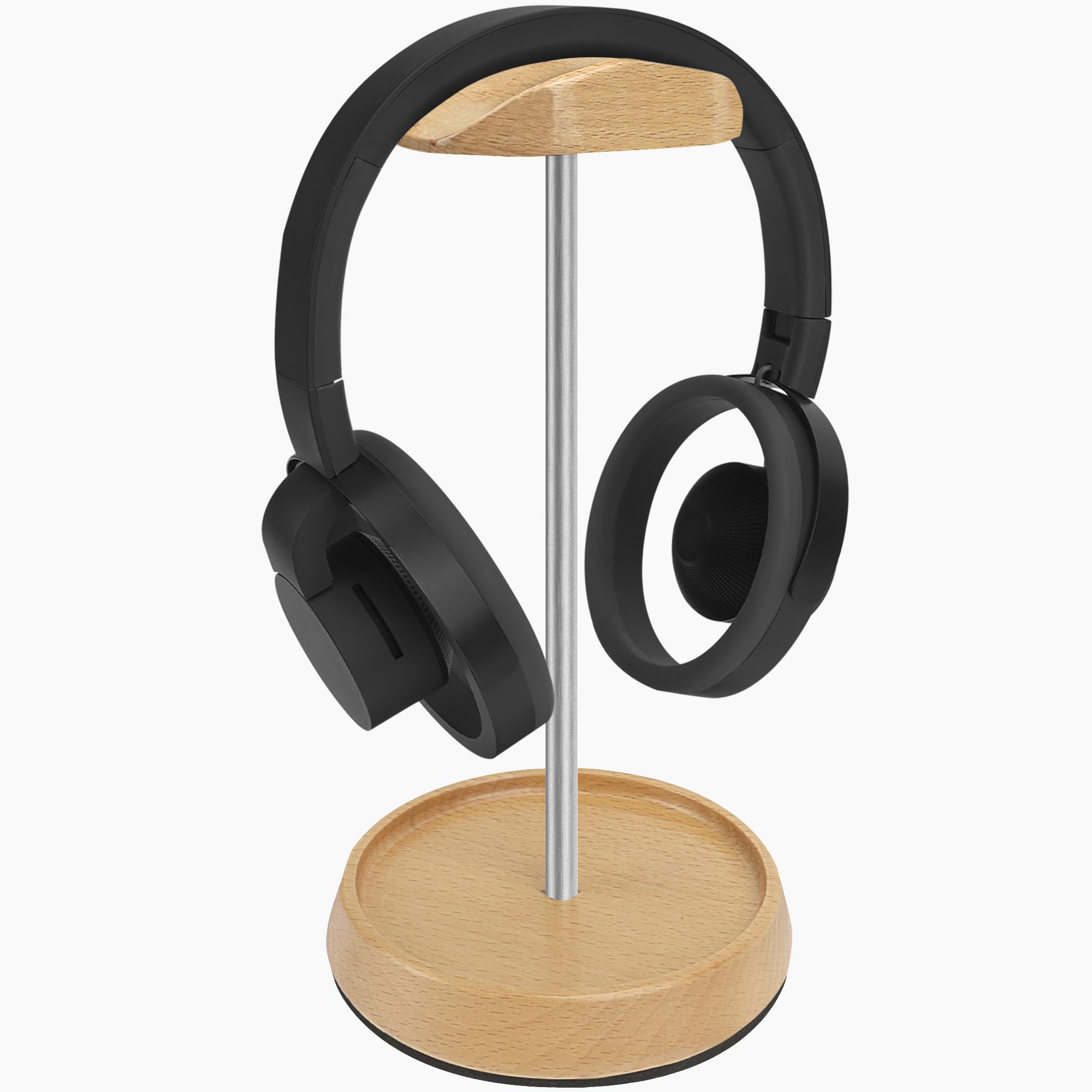 GEEKRIA Kopfhörerständer aus Holz mit Aluminium-Halterung, Premium Gaming-Headset-Ständer für den Schreibtisch, Stabiler Display-Hänger mit Ablage, kompatibel mit Sony Bose Sennheiser (Buchenholz)