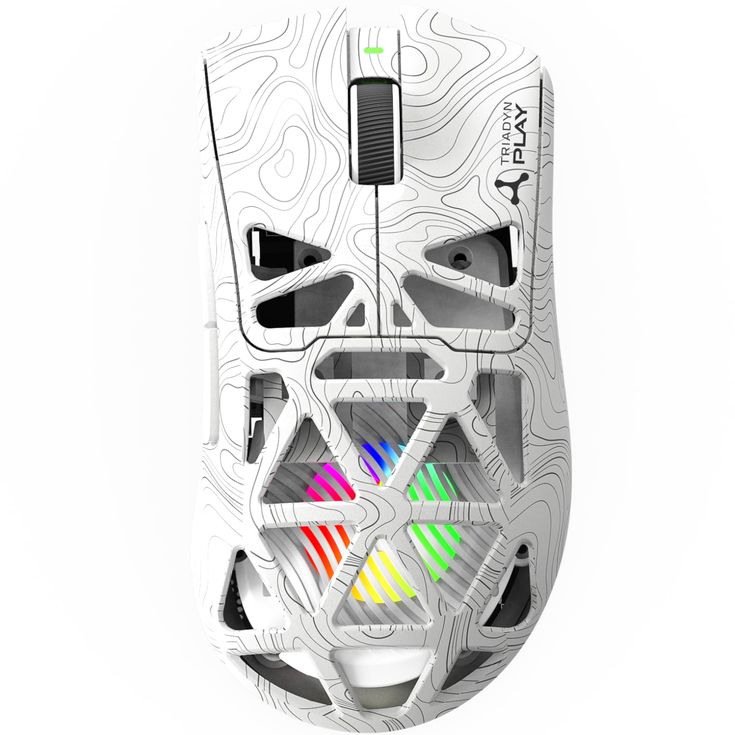Play IAPETUS - Wireless Gaming Maus 12800 DPI, Sensor PixArt PAW3311DB, LED RGB, HUANO Switches, Bluetooth & 2.4GHz - Weiß