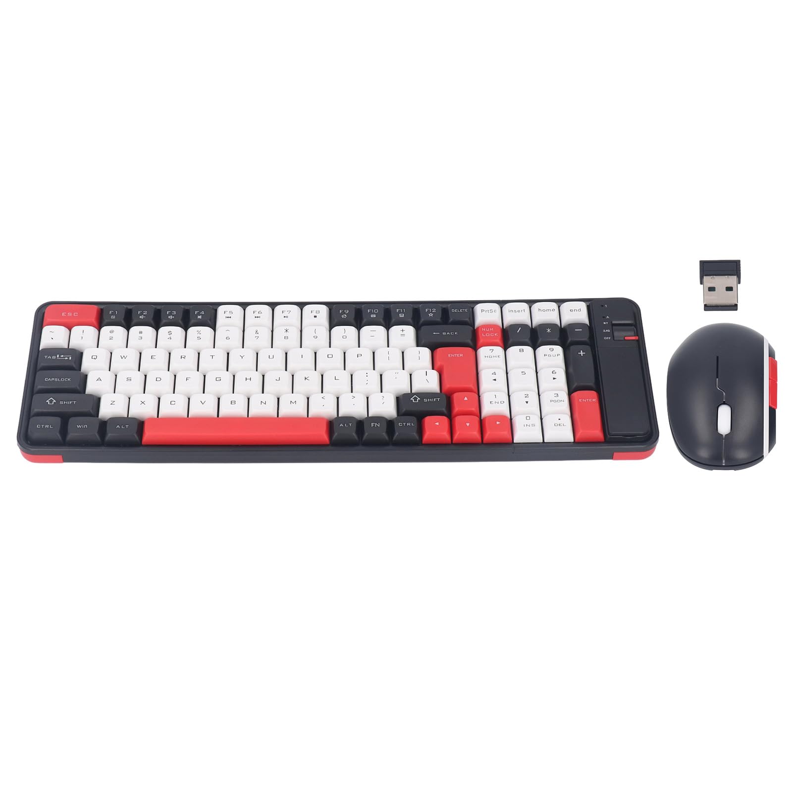 Cuifati Kabellose Bluetooth-Tastatur und -Maus-Kombination, 100-Tasten-Gaming-Tastatur mit 1600-DPI-Maus, Dual-Modus für PC, Laptop, Tablet (Rot)