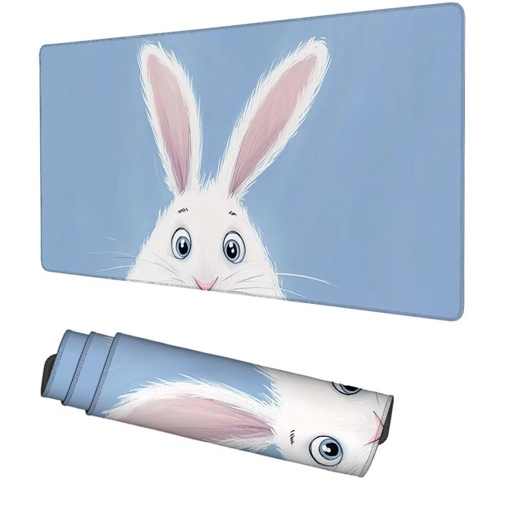 blau Mauspad 900x500x3mm, Mousepad Gaming Mauspad Hase Mousepad XXL, Mouse Pad mit Vernähten Kanten und rutschfeste Gummibasis, Schreibtisch Zubehör, Maus Pad für Gaming Tastatur und Maus, f-192