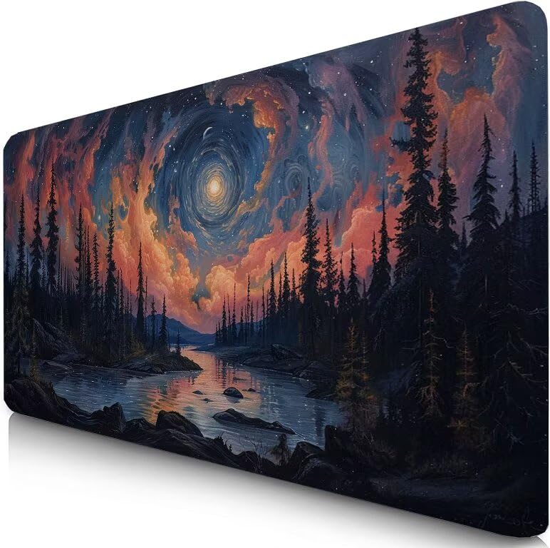 Schreibtischunterlage Sternenhimmel Mauspad XXL 150x80cm Mousepad Mond Gaming Mauspad mit Nicht rutschender Unterlage, Vernähte Kanten WassXerdicht Anti-Rutsch Maus Pad für PC, MacBook, Laptop F0-818