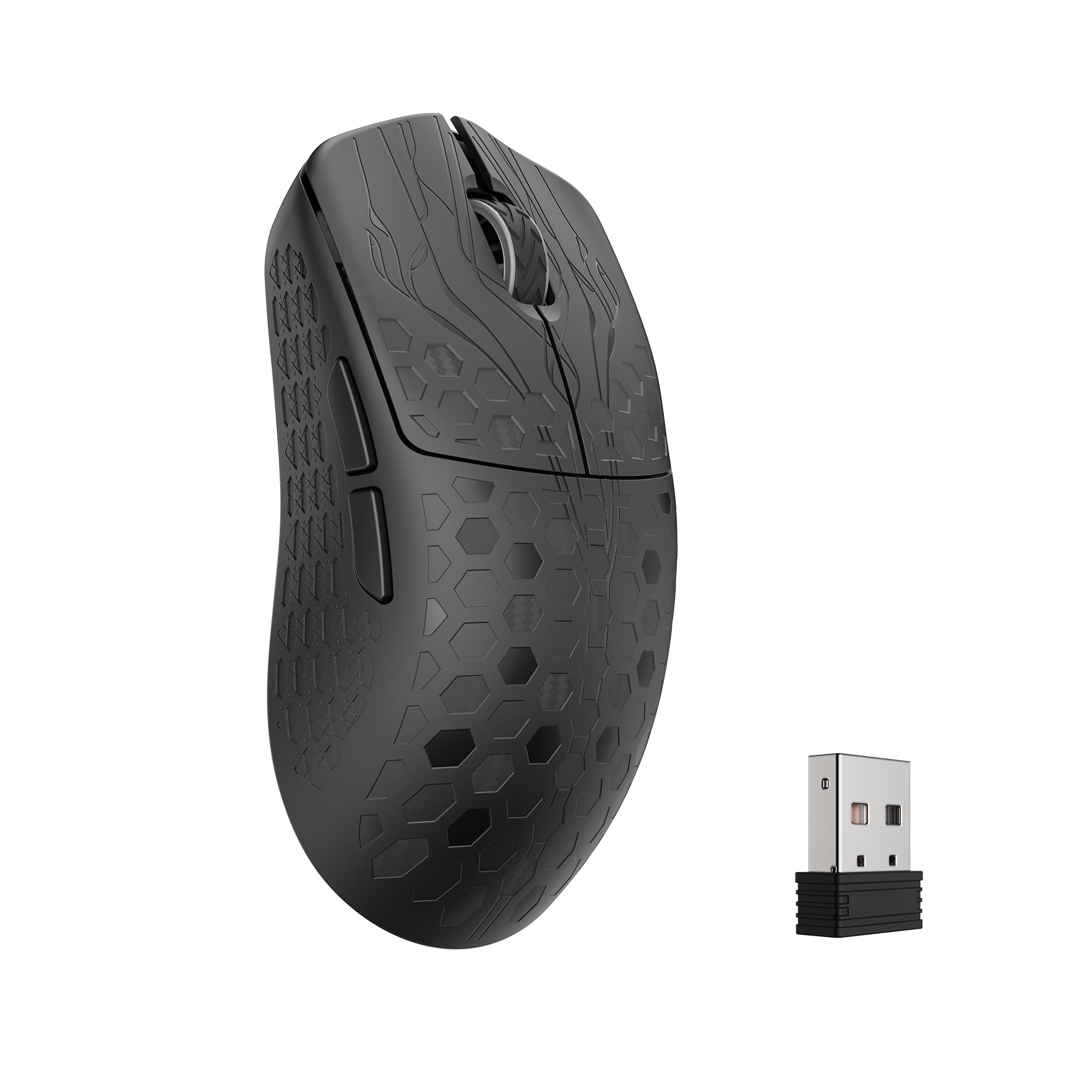 Keychron G5 8K Carbonfaser kabellos Gaming-Maus, DPI bis zu 30000, 43g Ultraleicht, 2,4 GHz/Bluetooth/USB-C, PAW3950-Sensor, RGB-LED, Esport Gaming Maus 8000 Hz für PC, Mac und Laptop – Schwarz