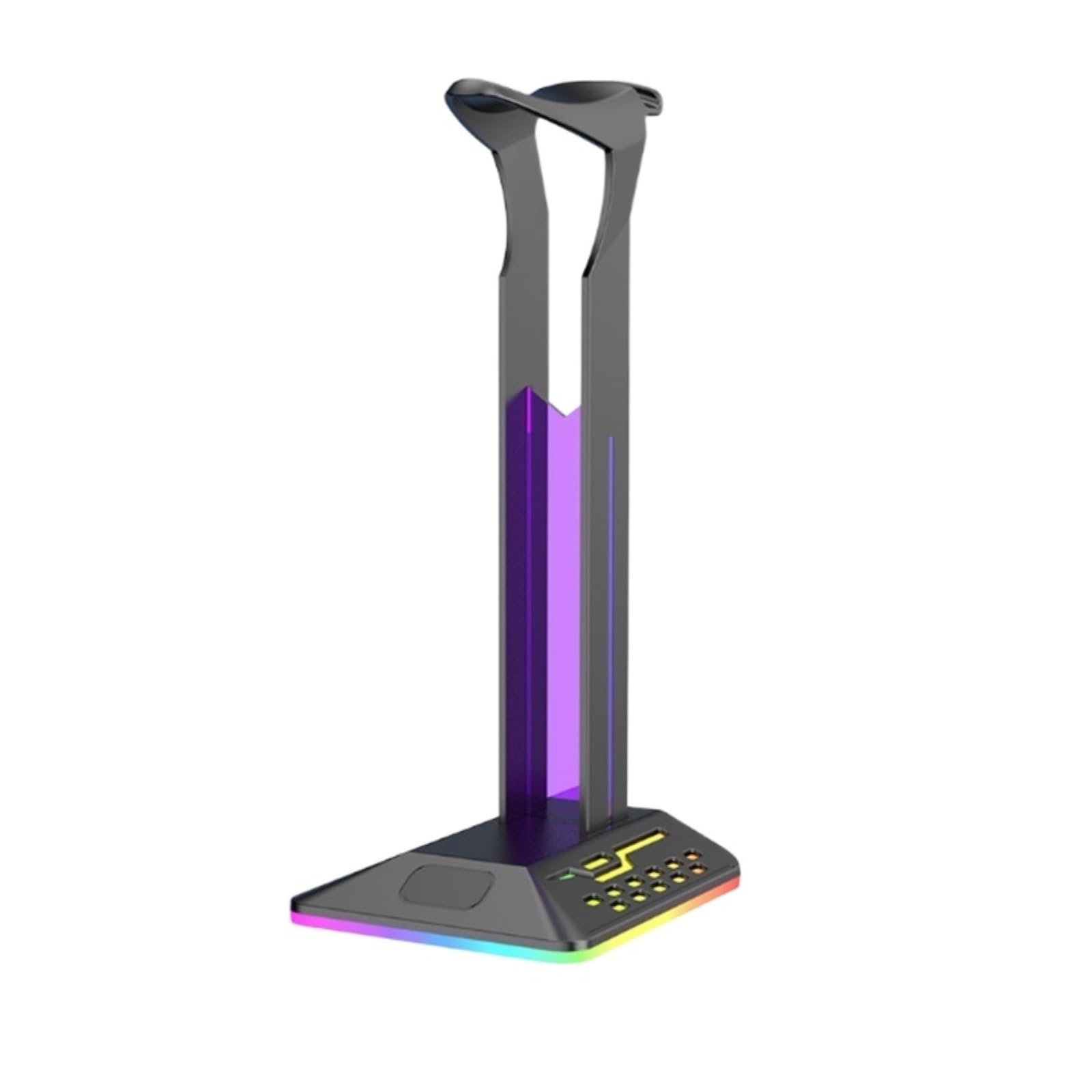 Kopfhörerständer, RGB-Gaming-Kopfhörerständer mit 2 USB-Ladeanschlüssen, 7 Lichtmodi Headset-Ständer(A)