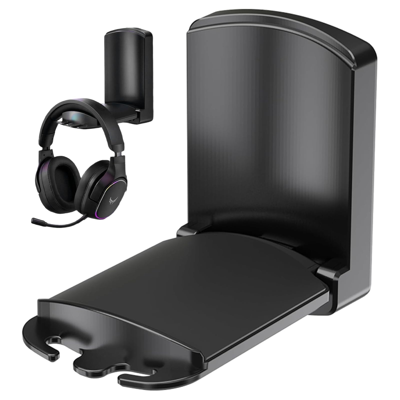 Faltbar & Klein Headset Halterung, Kopfhörer Halter - Selbstklebender Gaming Headset Ständer für Schreibtisch/Wand, Kopfhörerhalter Headphone Haken Kleben für Airpods Max, Gaming Zubehör