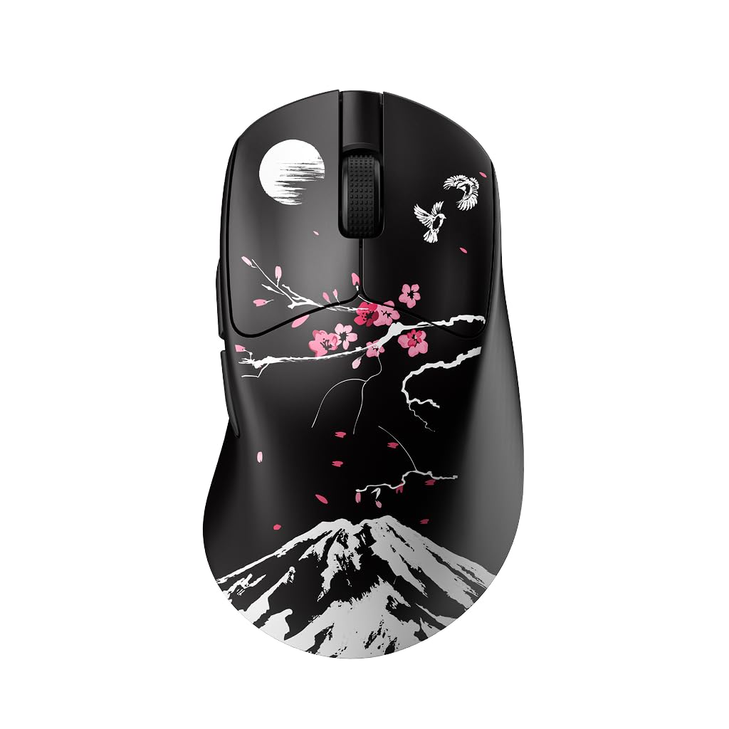 Nyfter Nyf 25 Wireless Gaming Maus – 26.000 DPI PAW3395 Sensor, 50g Ultra-Leicht, Dual Mode, 1000Hz, Huano 80M Switches – Ergonomisch für Palm/Claw/Fingertip (Rechtshänder) (Sakura)