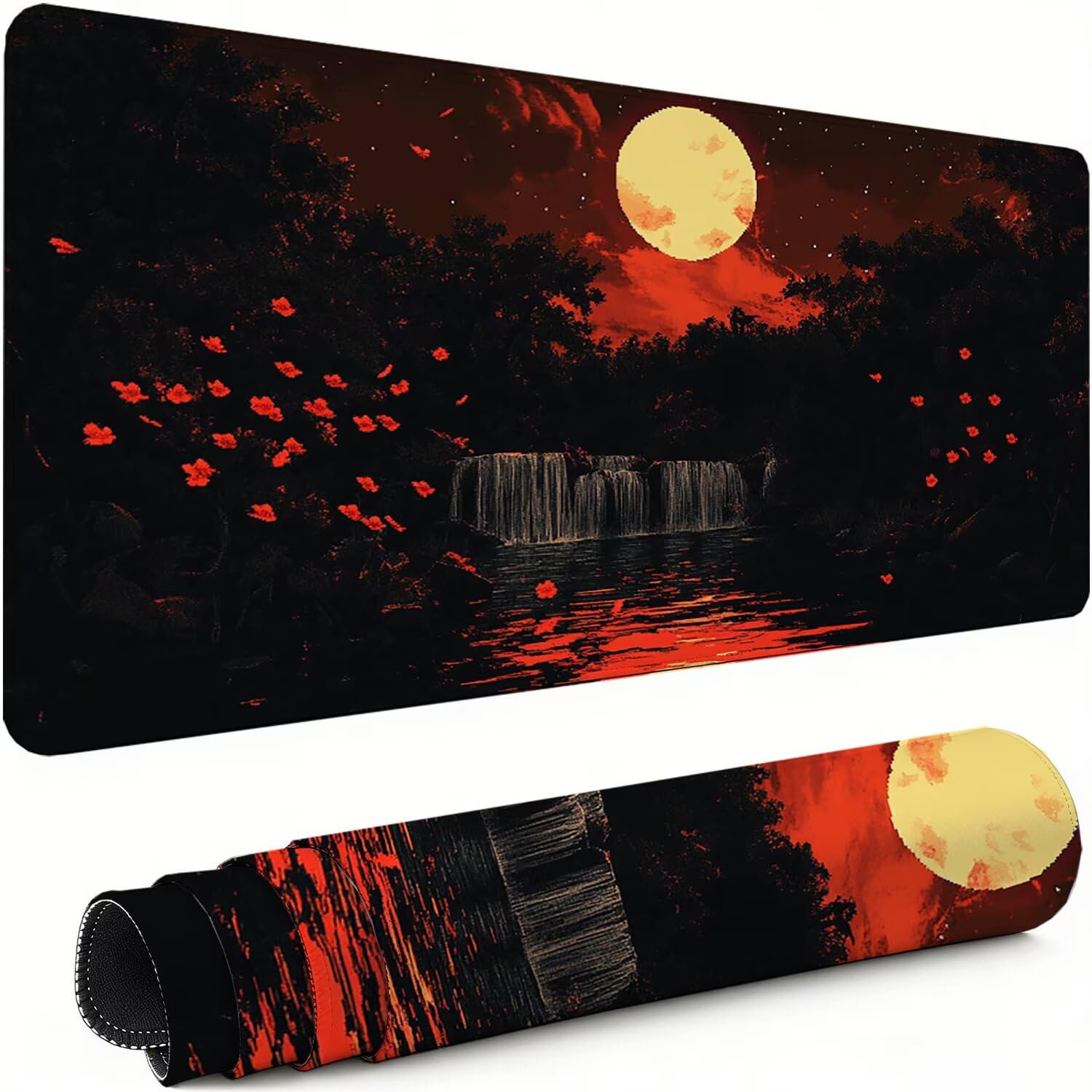 Gaming Mauspad XXL 1600x800x3mm Schwarz Mousepad, Große Speed rutschfeste Schreibtischunterlage Nacht Verbessert Präzision und Geschwindigkeit mit Stoßdämpfung für Tastatur und Maus Homeoffice xg-851