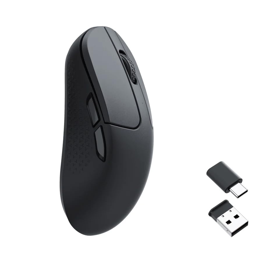 Keychron M3 Kabellose optische Maus, 2.4 GHz/Bluetooth 5.2, 1000 Hz, programmierbarer, PixArt 3311 Sensor, 12000 DPI/300 IPS, leicht und ergonomisch, Gaming-Maus für Windows, Mac und Linux – Schwarz