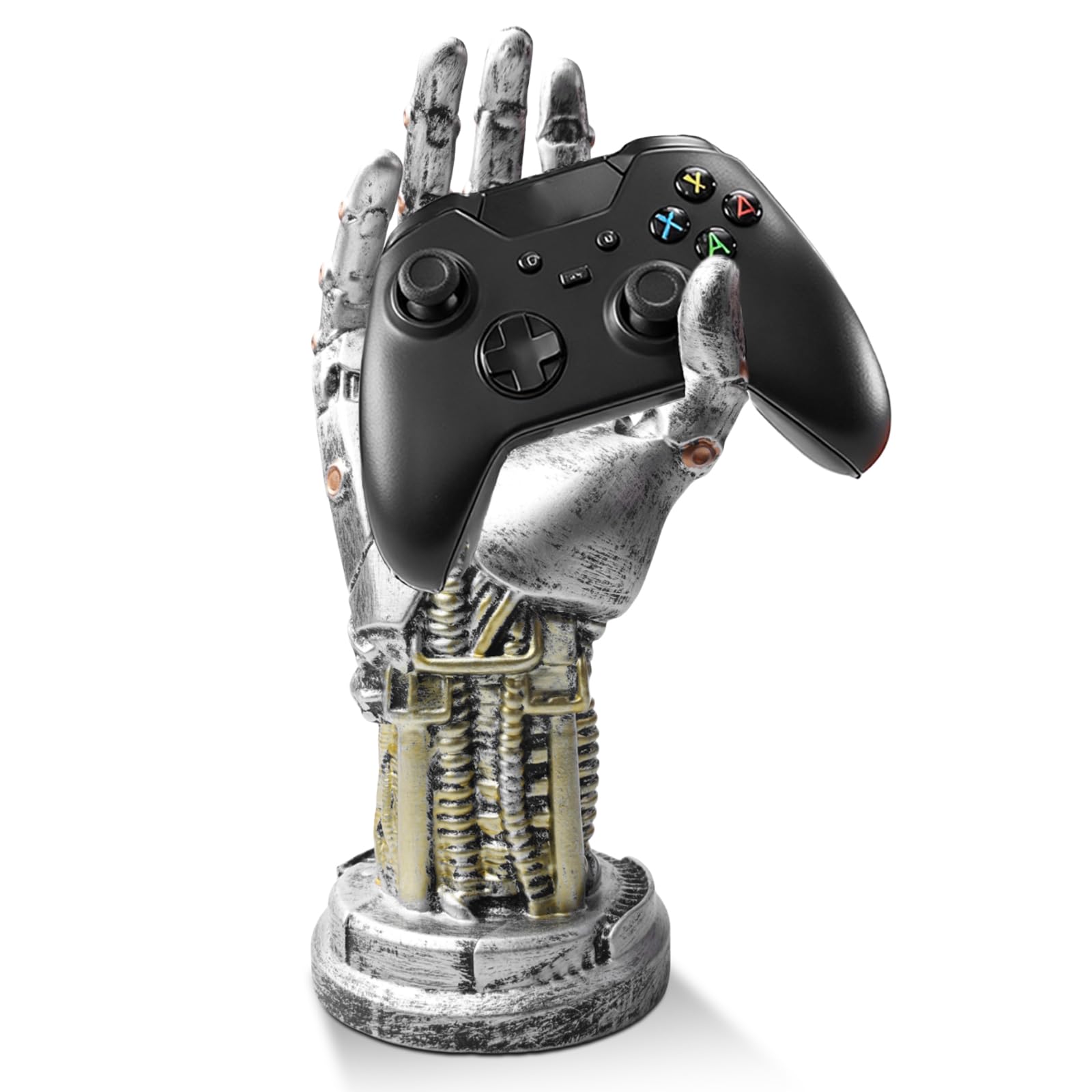 BORDEAG Cyberpunk Kopfhörerständer, Kopfhörer und Controller Halter aus Hochwertigem Harz und Metalloptik, Gaming Headset Halterung und Controller Ständer, Geeignet für Vitrine Schreibtischdekoration